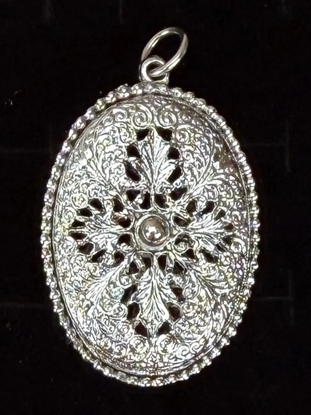 Vintage Aged Silvertone Weighted Pendant + Free 16” Black Cord Necklace
